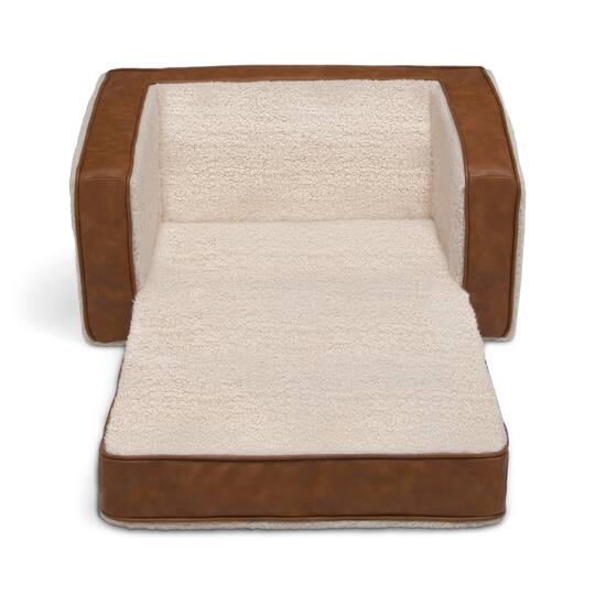 Sherpa Flip Out Chair With Brown Leather